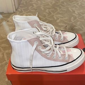Pink and white striped Converse. Size 7.5